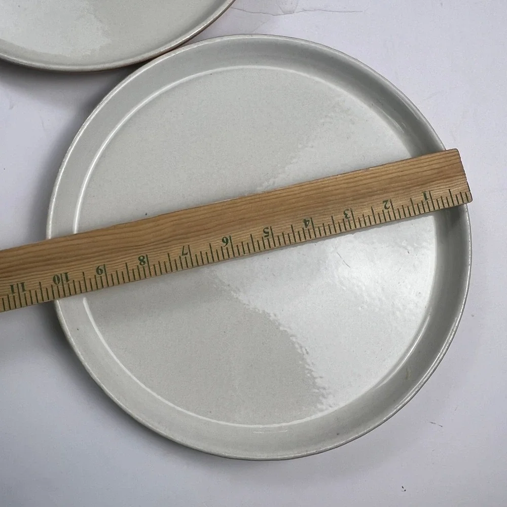 West Elm Aaron Probyn Dinner Plates Set 2 Gray Ochre Stoneware MidCentury Modern